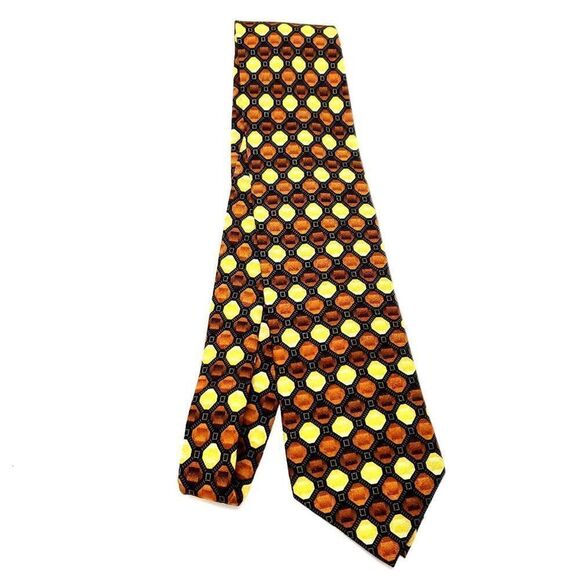 Zianetti Autumn Brown Orange Colored Silk Woven Short Dots - Picture 6 of 6